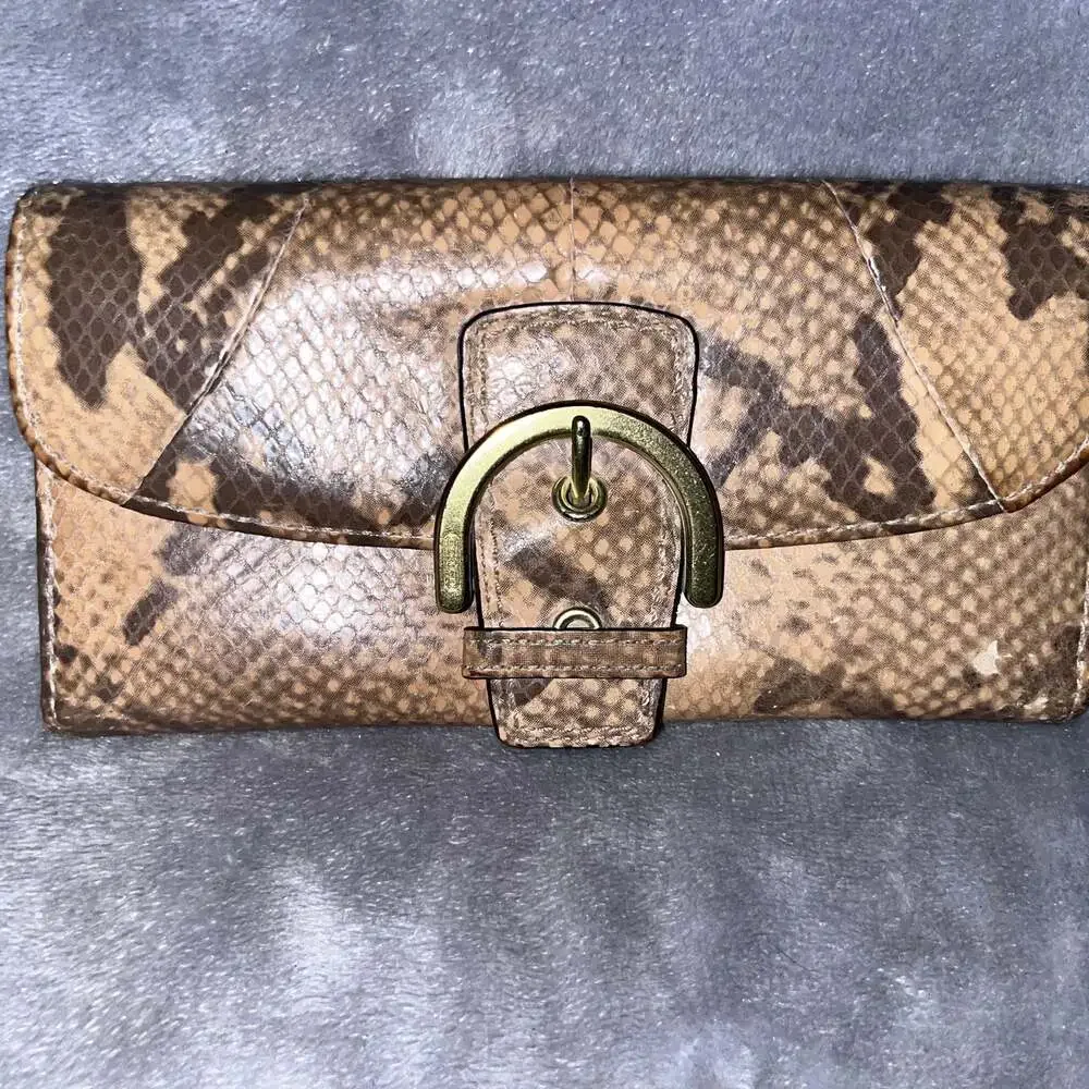Coach Large Python Embossed Genuine Leather Wallet/Clutch